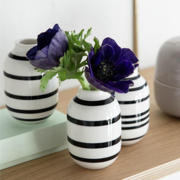 Mini-Vase "Omaggio" von Kähler | 3 Stück | Farbe: Schwarz/Weiß Omaggio Vase Mini schwarz weiss von Kaehler 3 Stueck