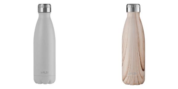 FLSK Trinkflasche | 500 ml | Classic Matt in Weiß und Eiche-Optik FLSK Trinkflasche 500 ml Classic Matt in Weiss und Eiche-Optik