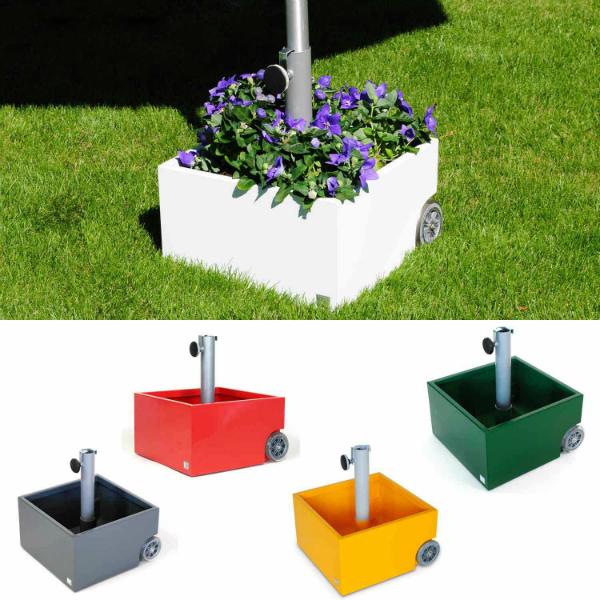 XXD flowerpower Schirmständer mit Blumenbeet | Material: Stahlblech verzinkt & gepulvert flowerpower-schirmstaender-xxd