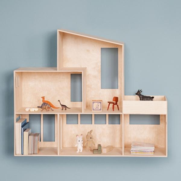 Funkis Miniatur-Haus von ferm Living | Material: Sperrholz | Pflegehinweise: Abwischen mit einem feuchten Tuch ferm-living-miniatur-funkis-haus-wand
