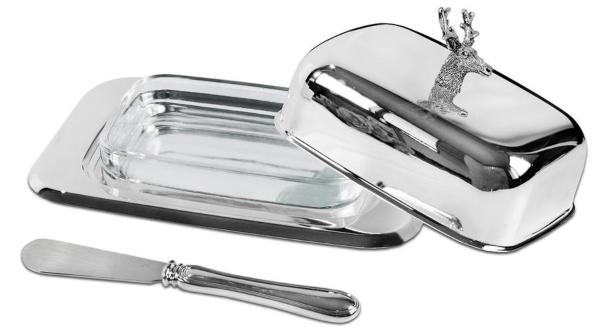Butterdose Hirsch mit Messer | Design: EDZARD edzard-butterdose-hirsch-mit-messer