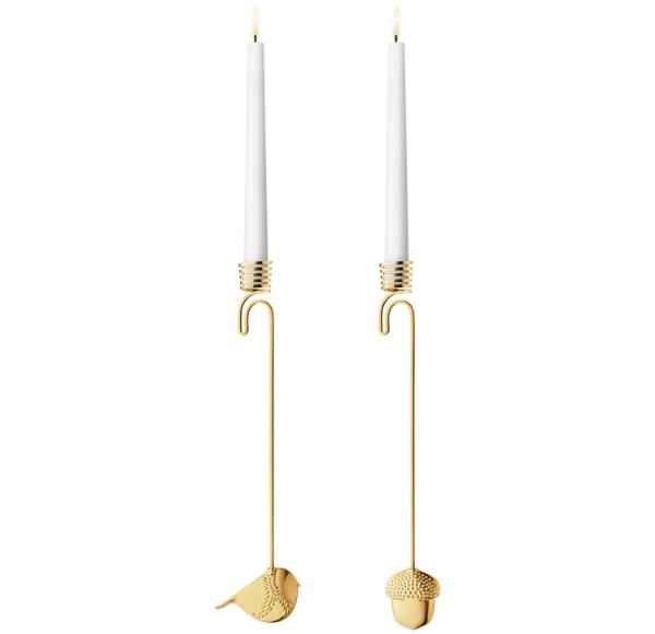 Georg Jensen: Kerzenhalter Eichel & Wintervogel Set | Design: Monica Förster, 2018 georg-jensen-kerzenhalter-eichel-wintervogel