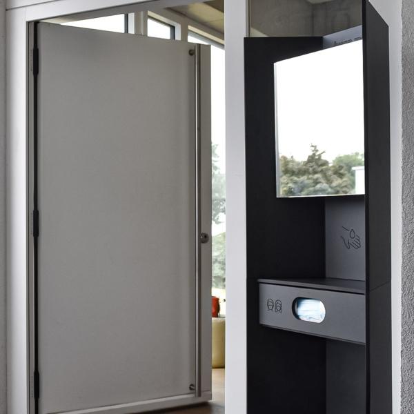 Hygienestation inkl. Desinfektionsspender und Modul Mundschutz Hygienestation Desinfektionsspender hygn-me-hygienestationen