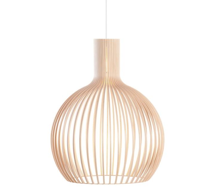 Finnisches Design: natürlich, detailverliebt, alltäglich 10 Finnisches Design wie es schöner nicht sein könnte: die Octo Pendelleuchte von Secto Design aus gebogenen Birkenholz-Lamellen.