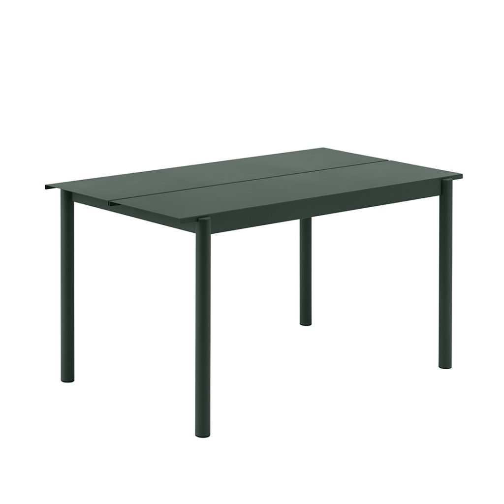 Design Gartenmöbel: Farbenfrohe Akzente für den Frühling 10 Kurze Beine, gefaltete Kanten, der Muuto Linear Steel Tisch ist ein echtes Charakter Design Gartenmöbel.